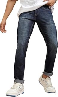 Highlander Mens Tapered Fit Denim Jeans|Regular Length|Mid-Rise|Stretchable Fabric| Jeans for Man | Men Jeans