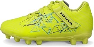 Nivia Carbonite 6.0 Kids Football Stud/Football Shoe for Kids/Comfortable Shoe/Lightweight Shoe (Black/Fuchsia Rose/Sulphur Green)