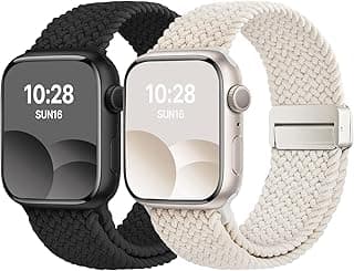 Fullmosa 2 Pack Magnetic Braided Bands Compatible Apple Watch Strap 38mm 40mm 41mm 42mm 44mm 45mm 46mm 49mm Women Men,Soft Elastic Strap for iWatch Ultra3/2/1 SE3/2/1 Series 11 10 9 8 7 6 5 4 3 2 1