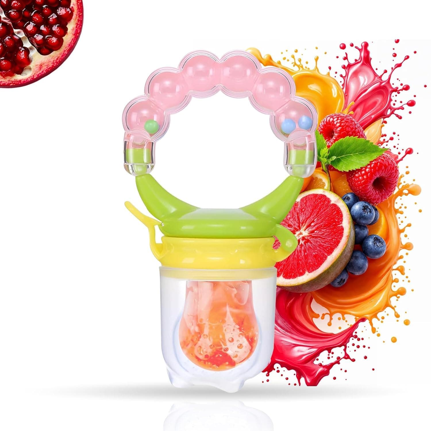 Novo Baby Baby Fruit Feeder – Silicone Food & Fruit Nibbler with Extra Mesh, Soft Pacifier Feeder & Teether for Infants