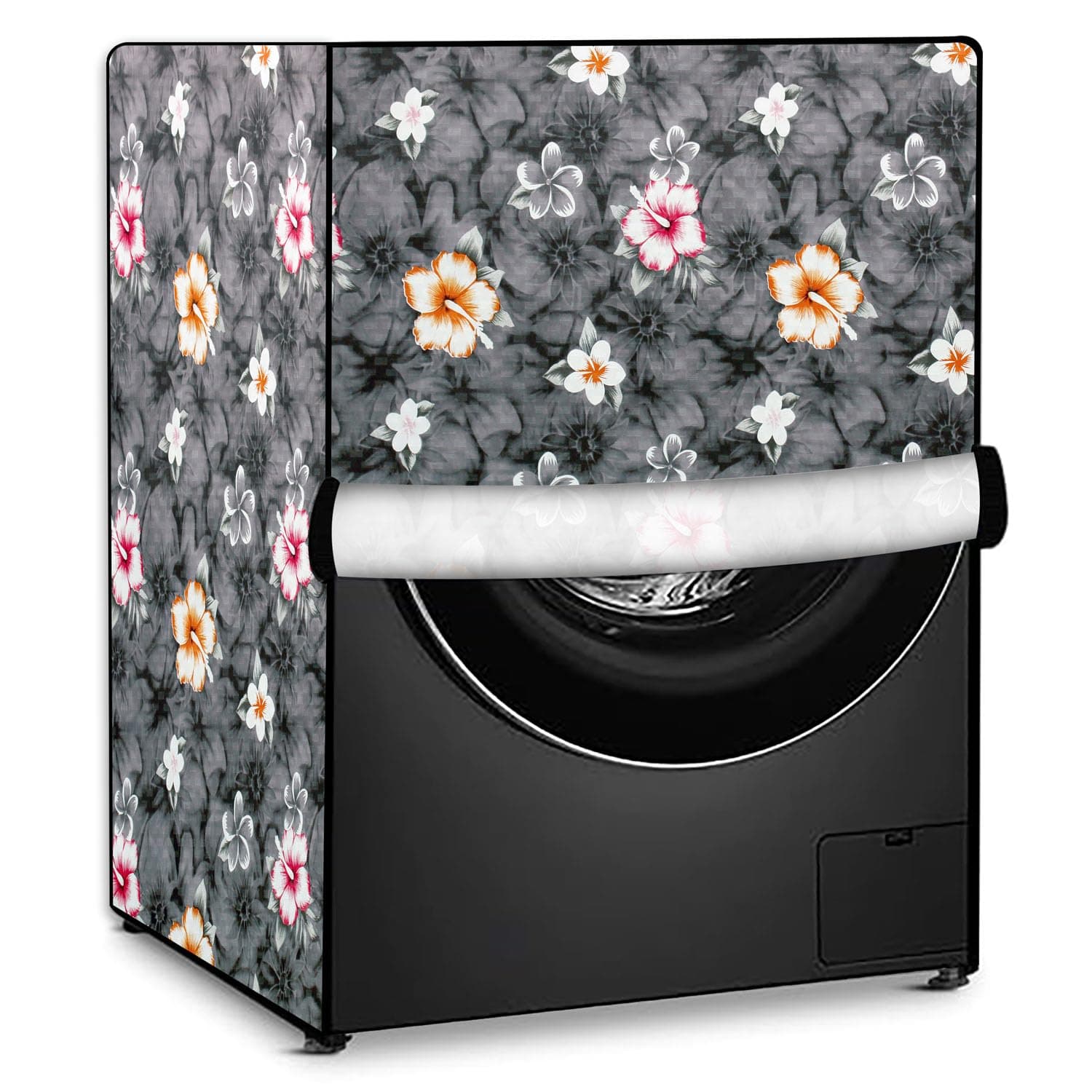Stylista Washing Machine Cover Compatible for IFB Senator Smart 8 Kg Front-Load Floral Pattern Grey