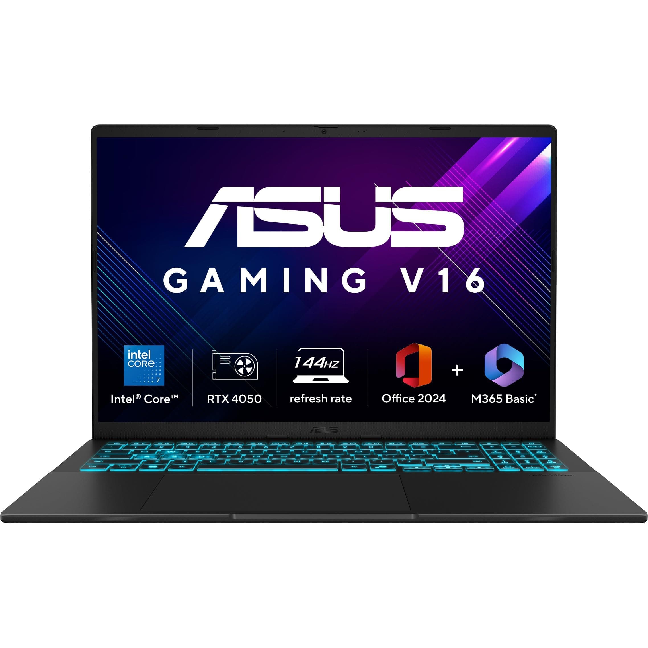 ASUS Gaming V16 (2025),Intel Core 7 240H (i7-14th Gen),RTX 4050-6GB,16GB RAM,512GB SSD,Windows 11,16"(40 cm),144Hz,M365 Basic (1Y),Office Home 2024, Matte Black,1.95 Kg,V3607VU-RP275WS, Gaming Laptop