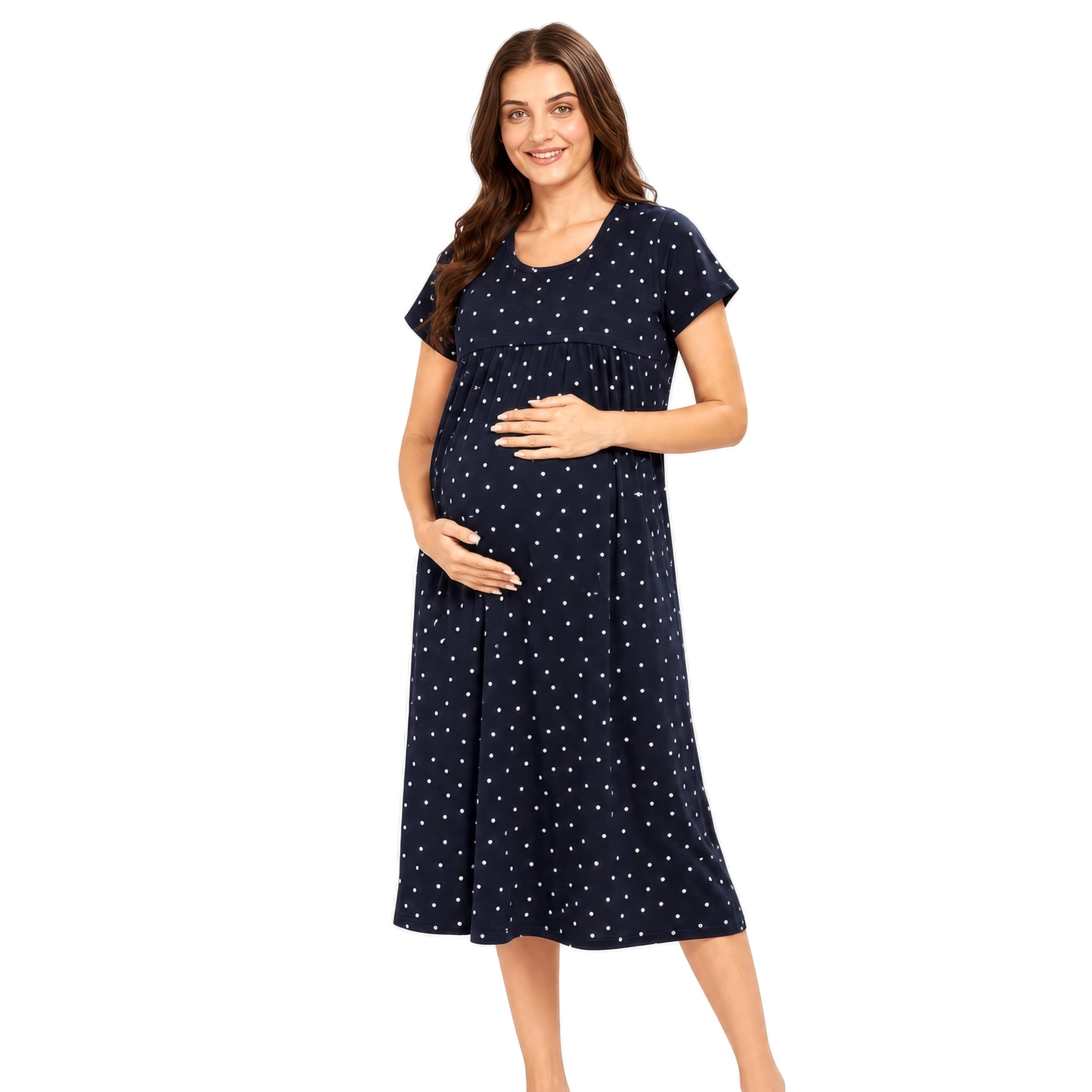 AV2 Women's Cotton Floral Calf Length Maternity Nighty