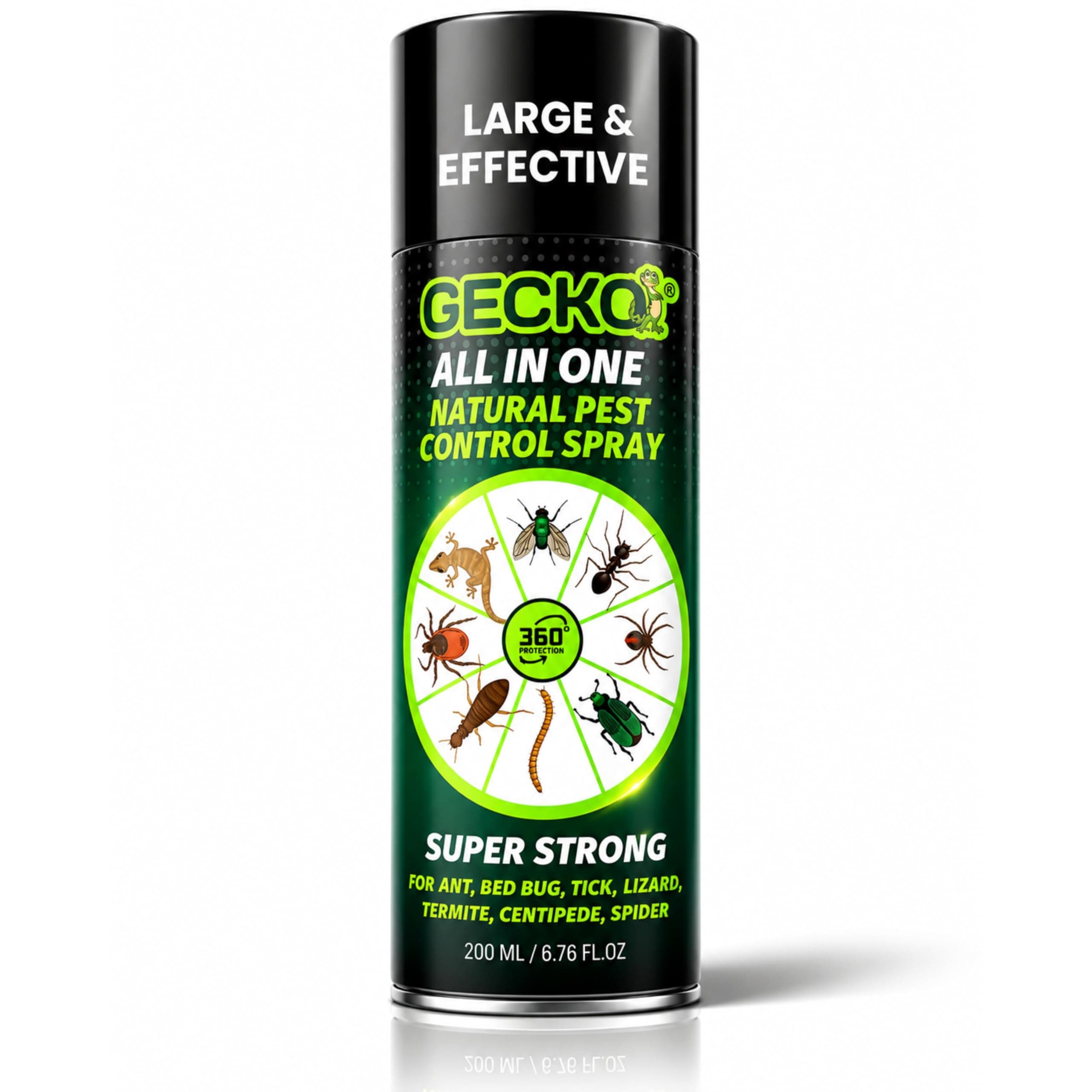 Gecko All-in-One Insect & Rodent Repellent Spray | Effective Against Rats, Cockroaches, Lizards, Ants, Termites, Bed Bugs, Spiders, Flies, Centipedes & Mice | Child Safe | Easy-to-Use Formula | 200ml