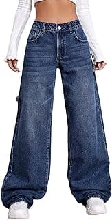 GRECIILOOKS High Waist Jeans for Women – Wide Leg Straight Fit Denim | Baggy Cargo Style Casual Pants for Girls & Daily College Wear