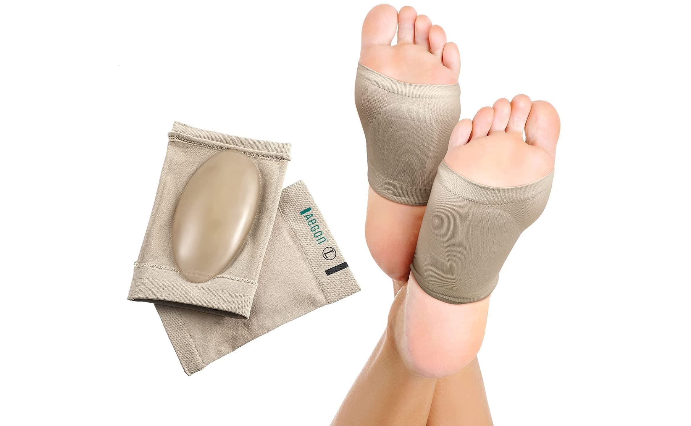 Aegon Flat Foot Arch Support for Men & Women | Medial Arch Support for Flat Feet Correction Sleeve with Cushion | Plantar Fasciitis Leg Foot Pain Relief Product | Compatible with Shoes Slippers, Free Size - 1 Pair