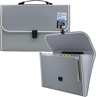 SPS 13 Pocket Expanding File Folder with Buckle Closure,Label Index and Handle for A4/Foolscap/Legal Documents (Grey)