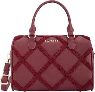 Caprese Athena Medium Chenille Embroidery Satchel Bag for Women | Multi-Compartment Shoulder & Crossbody Bag with Adjustable & Detachable Strap | Perfect for Office & Travel