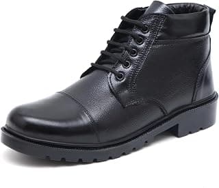 ARAMISH Genuine Leather Formal Lace Up Police Boots for Men
