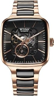 Titan Titan Ceramic Fusion Skeleton Automatic Rich Black Dial Steel & Ceramic Strap Watch for Men_90175KD03