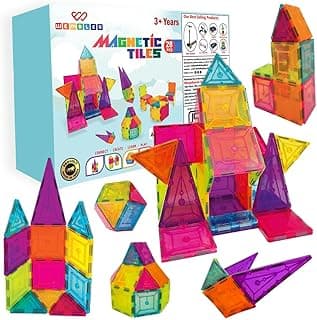 Wembley Magnetic Tiles for Kids | Magnetic Building Blocks 3 4 5 6 7 8 Years | Constructing & Creative Learning Educational Brain Toys | STEM Learning Kit Magnetic Toys for Kids - 28 Pcs,Multicolour