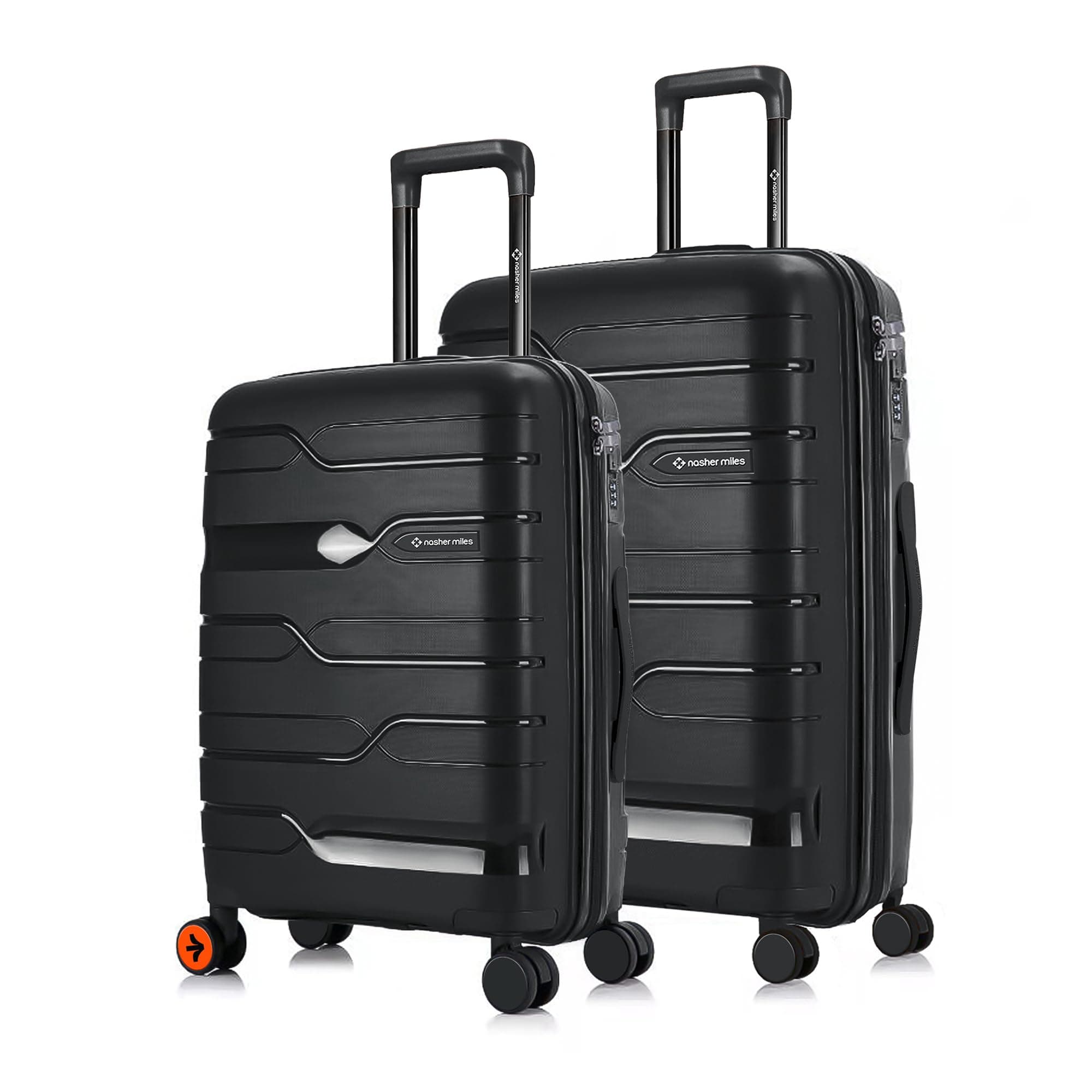 Nasher Miles Paris Hard-Sided Polypropylene Luggage Set of 2 | 65cm & 75cm | 8 Wheels Medium & Large Trolley Bag for Travel | Suitcase (Black)