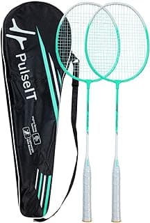 PulseITSmash Badminton Racket- for Men & Women. Lightweight Aluminum Frame with High Tension Strings. Indoor/Outdoor Badminton Racquet for Training, Power Play & Control. (Green)