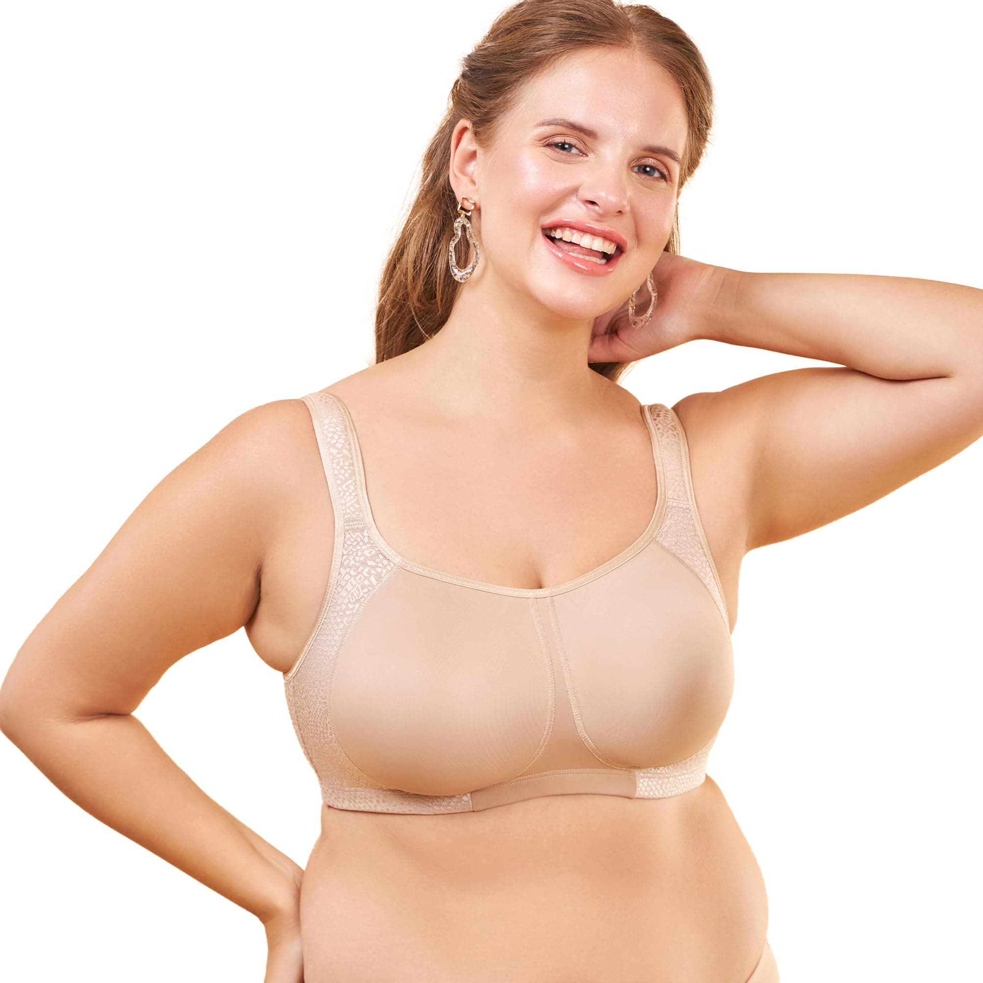Enamor Side Shaper, Double Layer Compression Fabric for Cups Women's Everyday Fashion Full Support Minimizer Bra - Non-Padded, Wirefree, High-Coverage - F048
