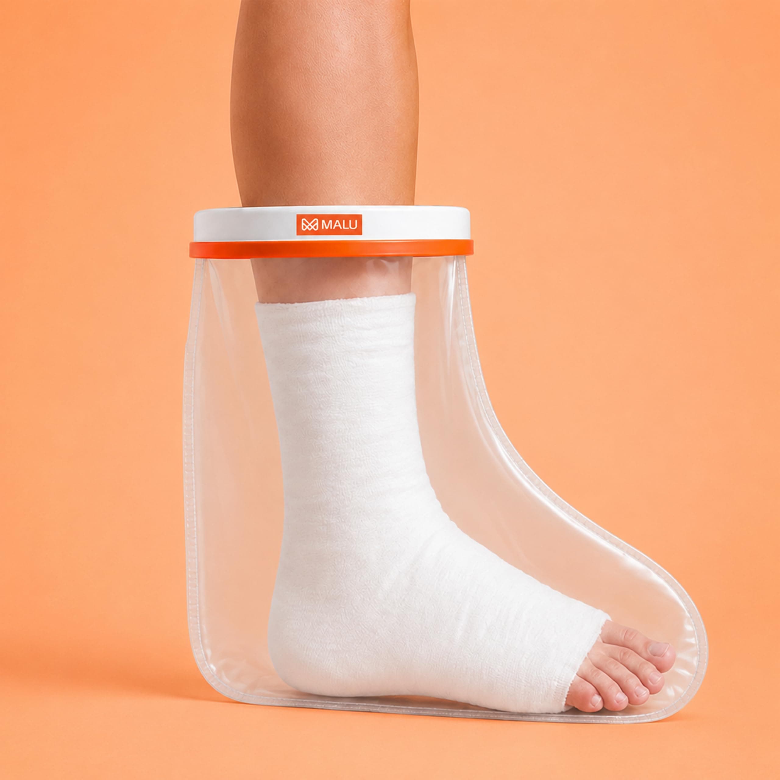 MALU HEALTHCARE Waterproof Foot Cast Cover for Shower & Bath | Reusable Adult Cast Protector | Leak-Proof Silicone Seal | Cast Cover for Shower Foot, Wrist, Surgery & Fracture Recovery