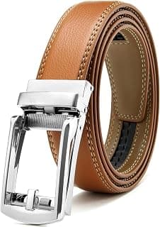 Contacts Genuine Leather Belt for Men with Easier Adjustable Autolock Buckle Fit Everywhere |Formal & Casual | Elegant Gift Box (Waist Size Fit from 28" to 42")