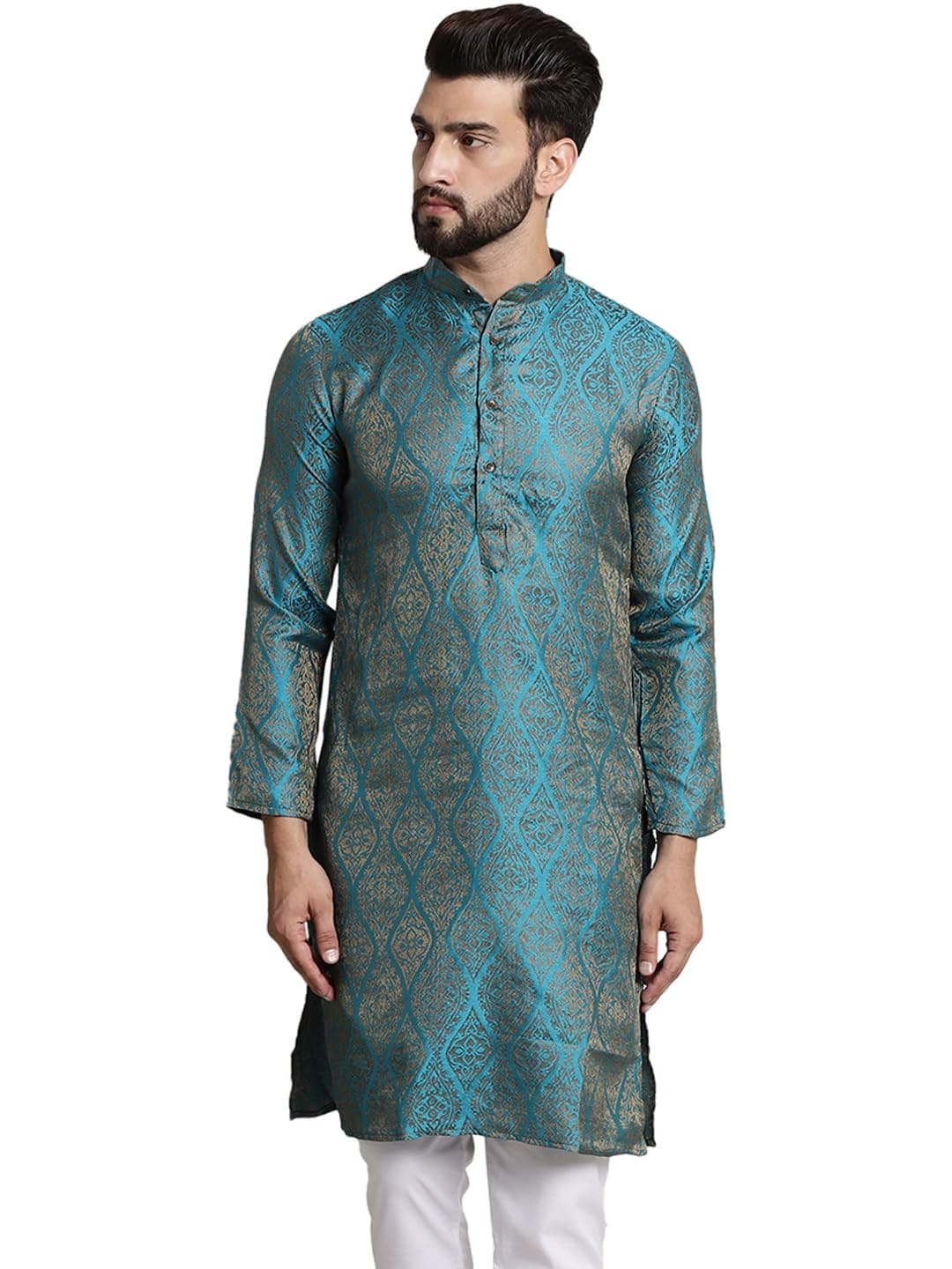 SOJANYA (Since 1958 Men's Silk Blend Designer Long Kurta