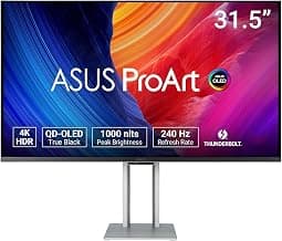 ASUS ProArt Display 32” 4K HDR QD-OLED Professional Monitor (PA32UCDM) - UHD, Ultra-Slim, 240Hz, 0.1ms, Auto Calibration, Dolby Vision, 99% DCI-P3, ΔE<1, Thunderbolt 4, Calman Ready
