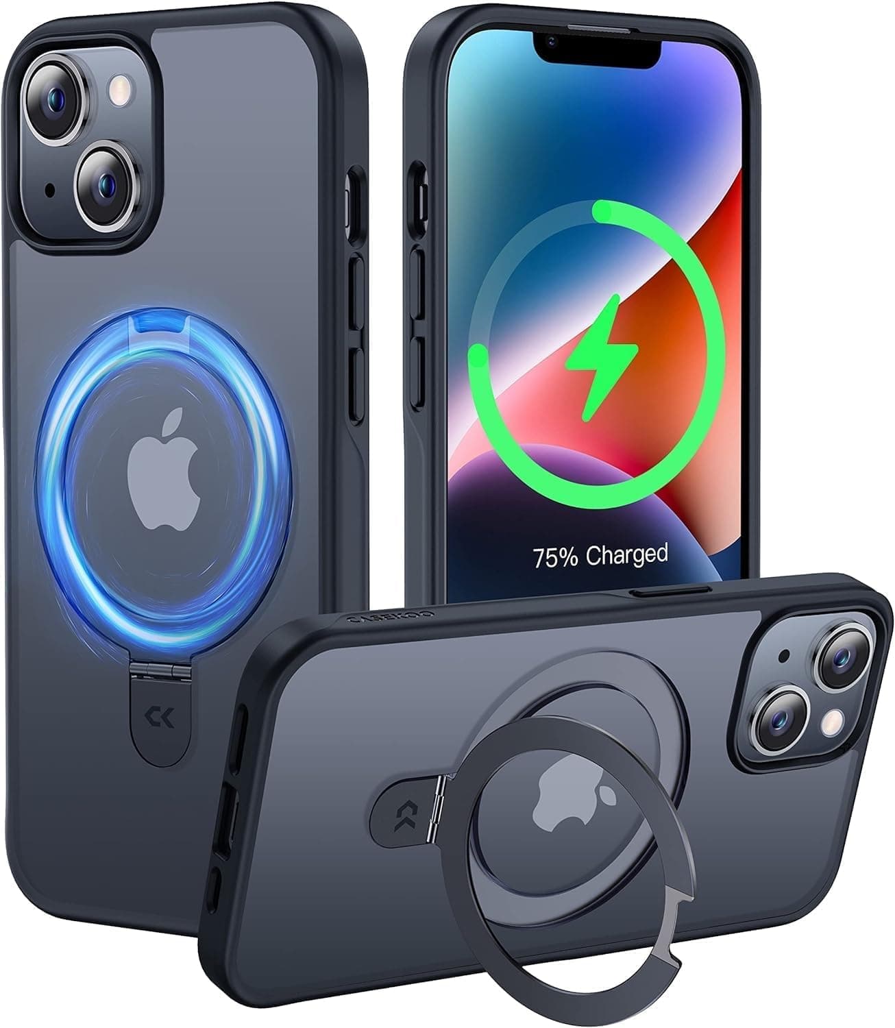 iPhone 14 Magsafe Stand Case | Matte Design & 360° Protection | Military-Grade Apple iPhone 14 Cover | Ultra Premium - Black