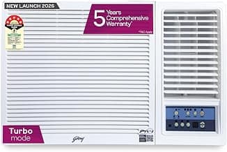 Godrej 1.5 Ton 5 Star| 5 Years Comprehensive Warranty| Turbo Mode, Window AC (Copper, Anti Corrosive Blue Fin, AC 1.5T TR WIC 18F5TG WA, White)