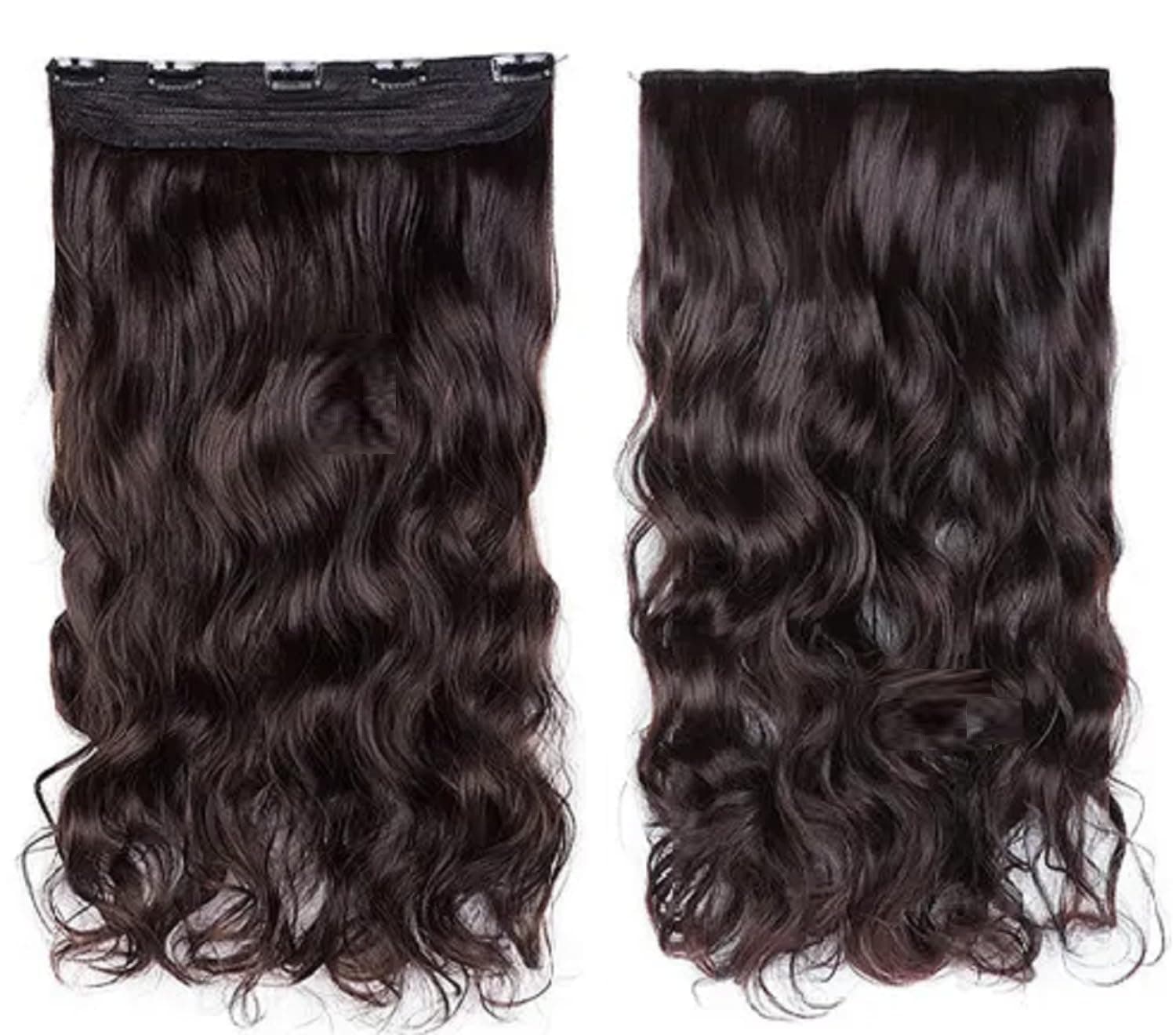 ZAYA Curly Hair Extension for Women & Girls | Brown Wavy Hair 5 Clip Synthetic Wig | Bridal Party & Shadi Accessories