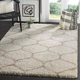 Rectangular Modern Fluffy Fur Rug Anti Slip & Polyester Shaggy Large Carpet for Living Room, Bedroom, Guest Room [3x5 Feet Ivory Beige]