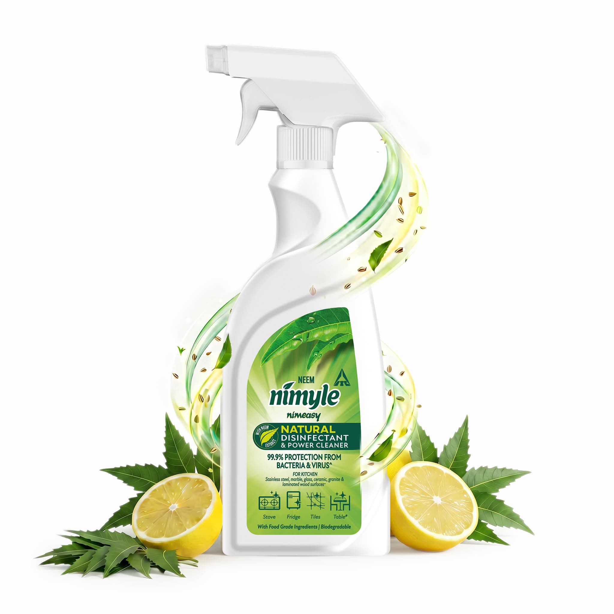 Nimyle Natural Kitchen Cleaner Spray | Food Grade Ingredients | Removes Tough Grease & Oil | Safe for Kitchen Food Surfaces | For Stoves, Countertops & Appliances | 450ml