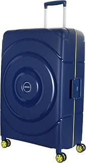 American Tourister Polycarbonate Material Circurity Max 68 cm Small Hardside Cabin Suitcase with Xtrasecu 3-Point Locking System & Double 8 Spinner Wheels for Unisex - Deep Blue