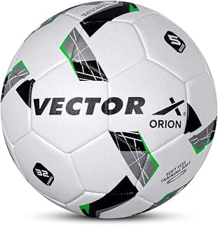 Vector X Orion TPU Machine Stitched Indoor/Outdoor Water-Resistant Football with SR Bladder, White-Green, Size 5, Suitable for Match and Training for Adults 15+ Years + Free Air Needle