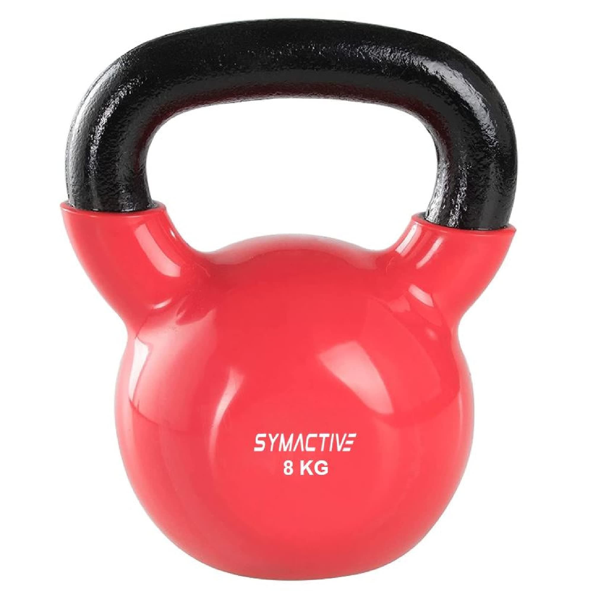 Amazon Brand - Symactive Vinyl Coated Solid Kettlebell for Gym Exercises, 8 kg
