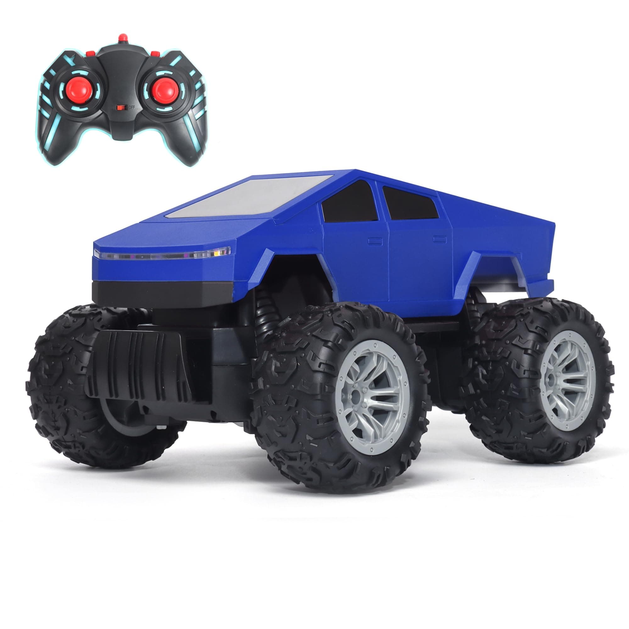 Popsugar Off Roader Rechargeable Remote Control Car | RC Car Monster Truck | 4 Headlight Modes | Lithium Battery | C-Type Charging | 2.4GHz Remote Controller | Made in India,Blue