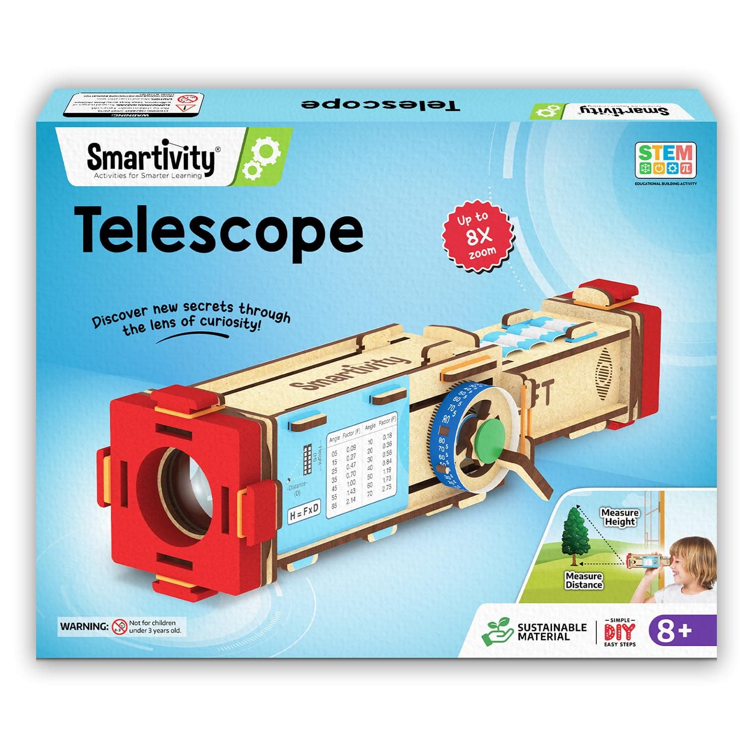 Smartivity Telescope Toy for Kids Age 8, 9, 10, 11, 12, 13, 14 Years Old | Measure Height & Distance | Birthday Gift for Boys & Girls | DIY Science Toys for Kids 8-14 Years