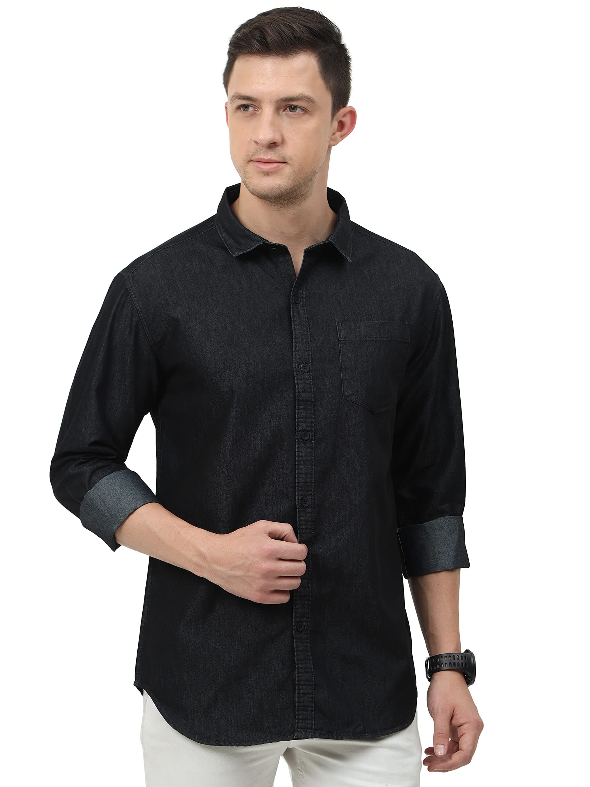 Miraan Men's Cotton Regular Fit Casual Denim Shirt (SIGDENIMM)
