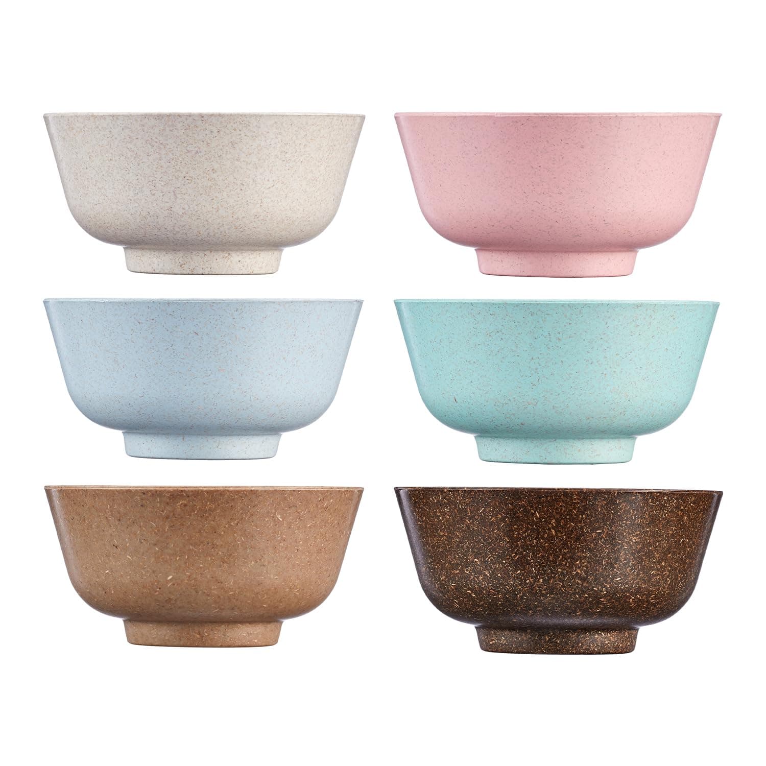 Amazon Brand - Solimo Eco-Friendly Biocomposite Serving Bowl Set | Rice Husk & Bamboo Fibre | Microwave Safe | Dishwasher Safe | BPA-Free Snacks Bowls | 220 ml | Set of 6