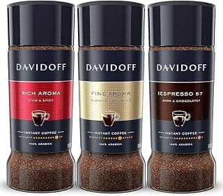Davidoff Premium Instant Coffee Pack (3 x 100g Each) By COUGAR | Rich Aroma, Fine Aroma & Espresso 57 | 100% Arabica Coffee Powder | Smooth, Strong & Aromatic Blend | Perfect Hot & Cold Coffee Experience – (Imported - SWISS)