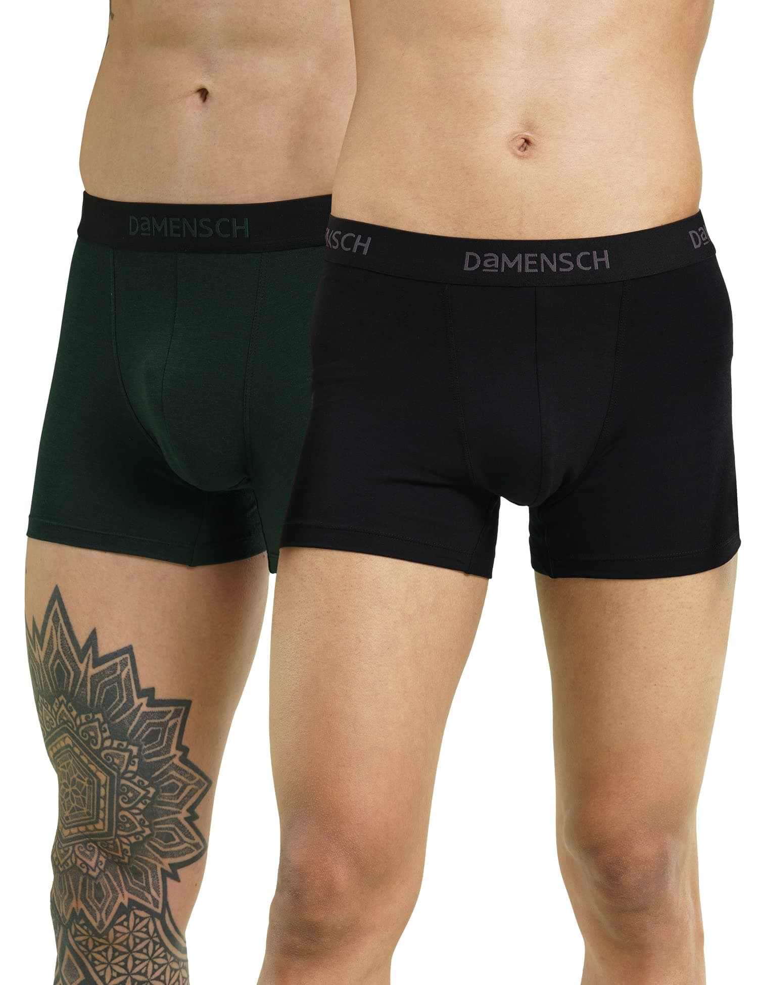 DaMENSCH Fresh Mint Solid Underwear For Men Combo, Breathable Innerwear, Cotton Trunks For Men Pack, Anti-Rash Waistband Underwear, Moisture Wicking Trunks, Peppermint Finished Men Underwear Pack of 2
