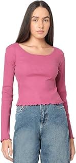 VERO MODA Women Cotton Solid Slim Fit Full Sleeves Top | Lettuce Hemline