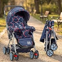 Mee Mee Little Explorer Baby Stroller/Pram for 0–3 Years | Foldable with Reversible Handle | 5-Point Safety Harness | Sun Canopy & 3-Position Recline | 360° Wheels & Large Storage Basket | Dark Blue