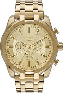 Diesel Diesel Stainless Steel Split Analog Gold Dial Men Watch-Dz4590, Gold Band