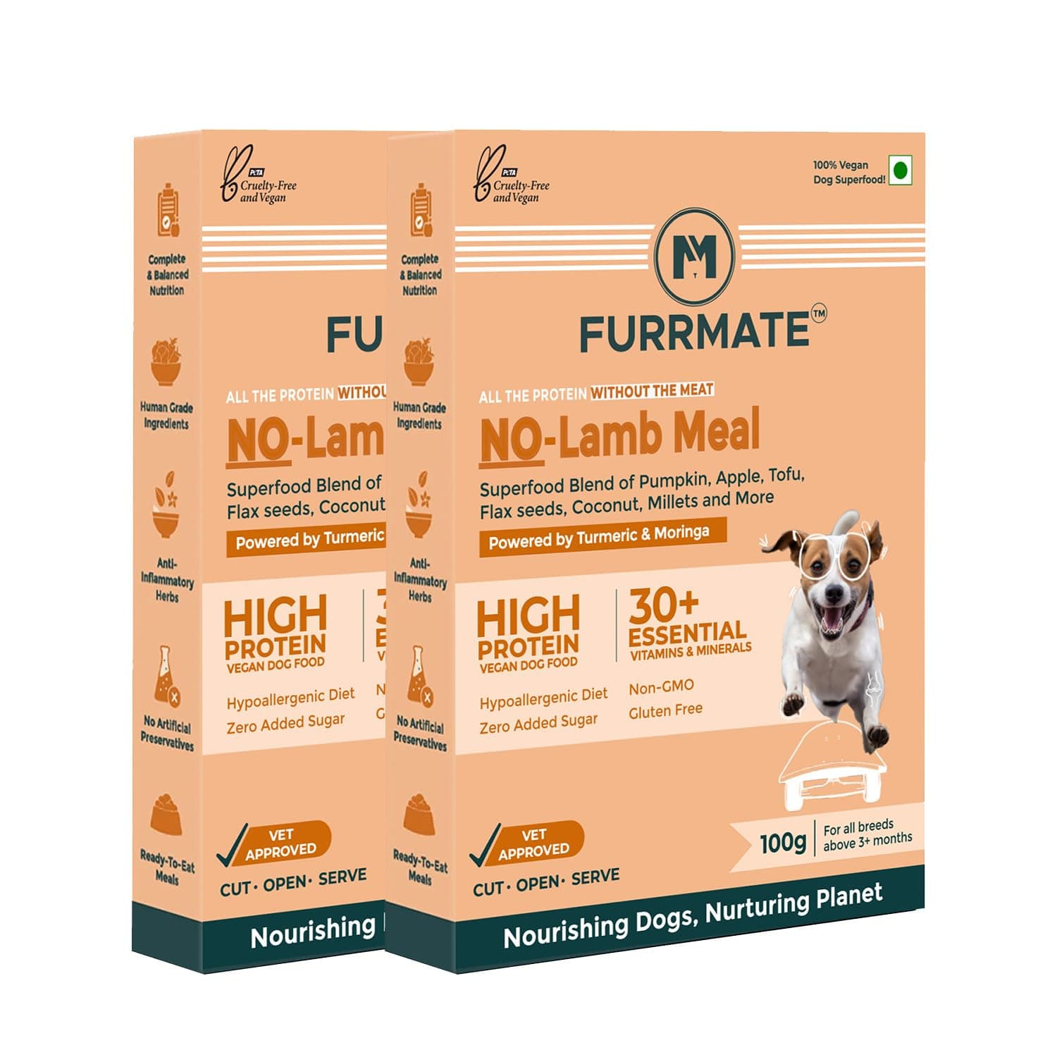 Fresh Wet Dog Food Vegan and Nutritionally Complete - NO-Fish Dish 100g| Dog Food for Sensitive stomachs | Human-Grade Ingredients | High-Protein Recipe for Active Dogs (1, NO-Lamb Meal)
