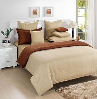 Swayam 100% Cotton Double Bedsheet with 2 Pillow Covers | 300 TC Soft Breathable Bed Sheet | Striped Printed | Size 90 x 108 inch | Comfortable & Durable for Bedroom - Beige