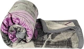 BSB HOME Super Soft Cloudy Printed Single Bed Blanket for Heavy Winter, Single Ply Mink Blanket King Size with 152 x 220 Cm – 2.5 Kg (Grey and Pink, Pack of 1)