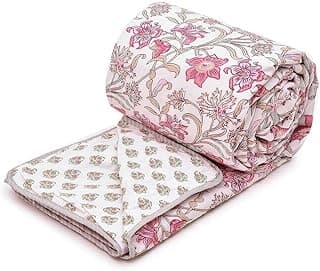 COZY FURNISH Super Soft Double Bed Dohar 84x96 Inches, Brushed Microfiber Cotton AC Blanket, Lightweight Flannel Throw, Lahariya Fabric Edging, Summer & AC use Mild Winter, Machine Washable