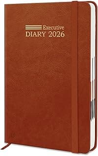 Jhingalala Diaries - Hard Bound Leather Executive 2026 Dated Planner Diary with 365 Dates, Daily Planner, Calendar 2026, Size: 21 x 15 cms (Brown)