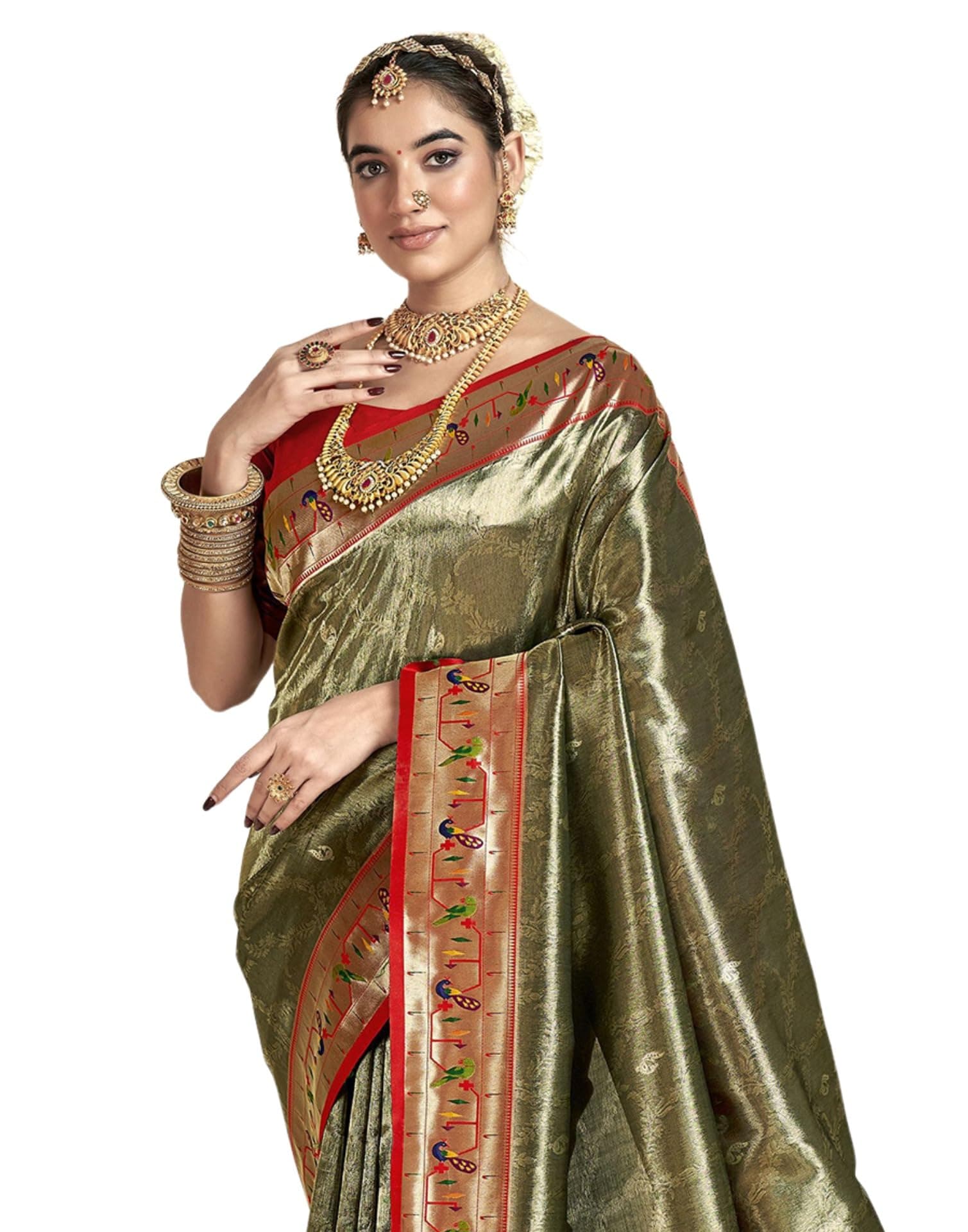SIRIL Women's Tissue Silk Saree | Sari for Women | Paithani Soft Silk Sarees With Unstitched Blouse Piece