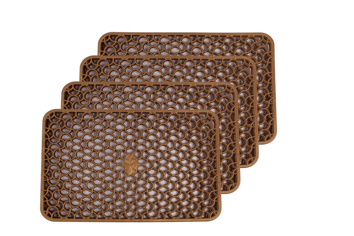 Stylista 4 Units PVC Fridge/Drawer Place Mats 12x17 inches Brown