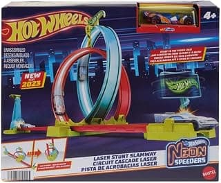 Hot Wheels Track Set Neon Speeders Laser Stunt Slamway