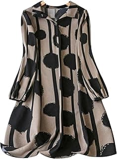 Gufrina Women's Full Sleeve Collar Neck Dress - Elegant Button-Down Midi Dress with Abstract Print
