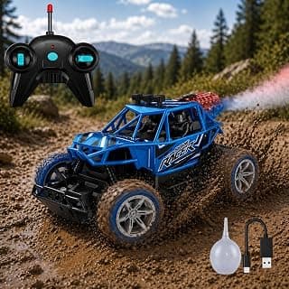 Toy Imagine Remote Control Car for Kids, Rechargeable RC Off Road Buggy with LED Lights & Spray Mist Effect, 40MHz Racing Car Toy for Boys & Girls, Indoor Outdoor Play, Blue
