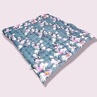 Deevine Craft Soft Cotton Quilt Mattress Foldable Movable Picnic Light Weight Filled Single Firm Mattress| Gadda (3D Design Printed,Double Bed Capacity,6 x 6 ft or 72 x 72 Inches) (Grey Floral),Gray